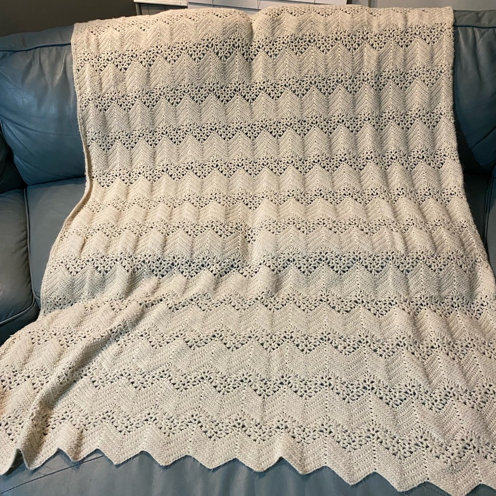 Pre-loved handmade cream coloured Afghan